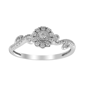 LADIES ENGAGEMENT RING 1/4 CT ROUND DIAMOND 10K WHITE GOLD