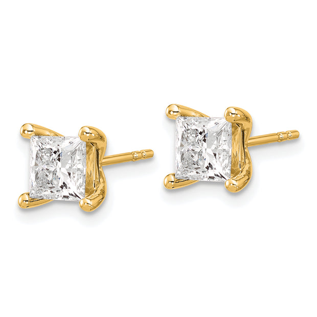 14ky 2ctw Certified VS/SI FGH Lab Grown Princess Diamond 4-Prg Earrings