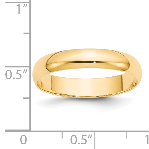 14KY 4mm LTW Half Round Band Size 10.5