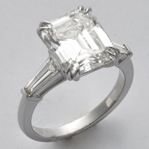 18KW 5.68CTW EMERALD CUT DIAMOND BRIDAL RING