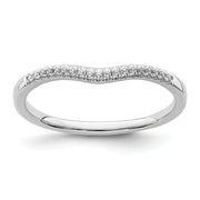 14k White Gold Diamond Contoured Wedding Band