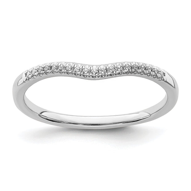 14k White Gold Diamond Contoured Wedding Band
