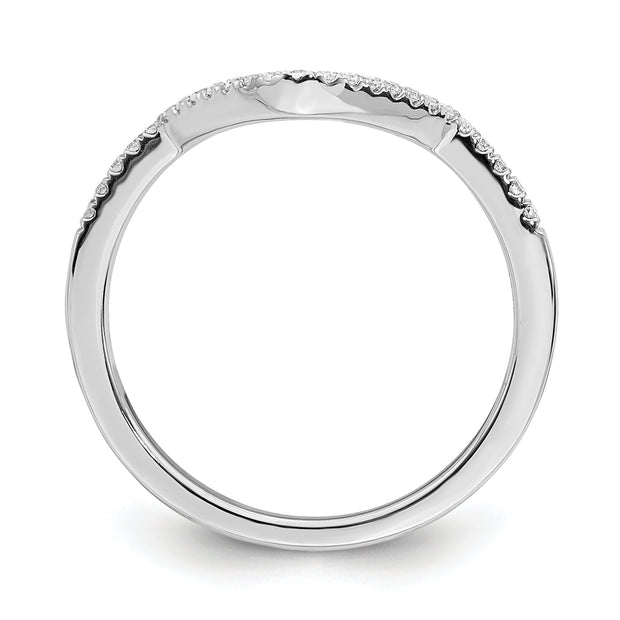 14k White Gold Diamond Contoured Wedding Band