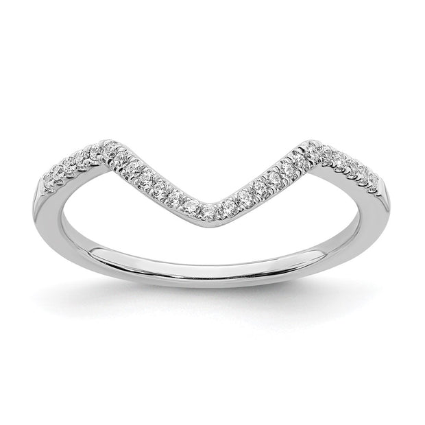 14k White Gold Diamond Contoured Wedding Band