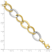 Leslie's 10K Two-tone Polished and Textured Link Bracelet