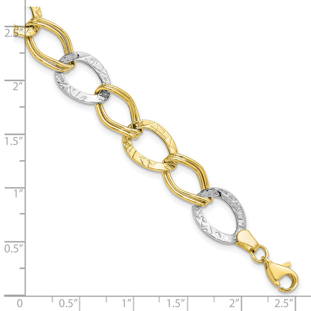Leslie's 10K Two-tone Polished and Textured Link Bracelet