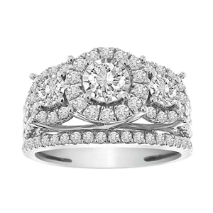LADIES RING 1 1/2 CT ROUND DIAMOND 14KT WHITE GOLD