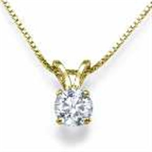 LADIES SOLITAIR PENDANT 1 CT ROUND DIAMOND 14K YELLOW GOLD