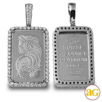14KW 1.75CTW DIAMOND PENDANT WITH 1/2 OZ PLATINUM