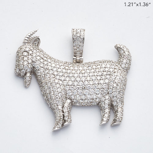 14KW 3.65CTW DIAMOND GOAT PENDANT