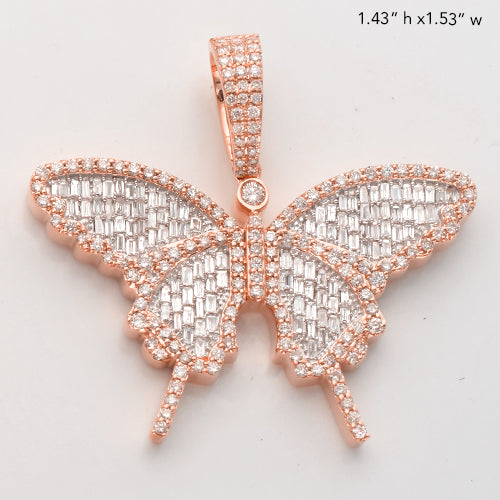 10KR 1.80CTW BAGUETTE DIAMOND BUTTERFLY PENDANT