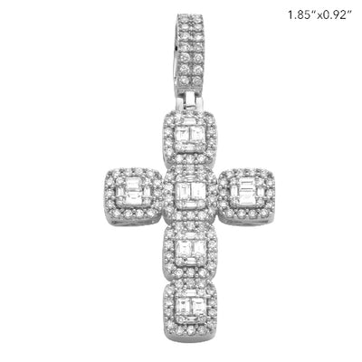 14KW 1.80CTW BAGUETTE DIAMOND CROSS PENDANT