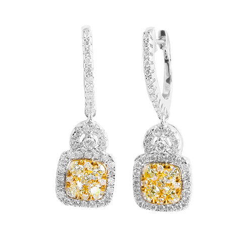 14KW 1.60CTW FANCY YELLOW DIAMOND EARRINGS