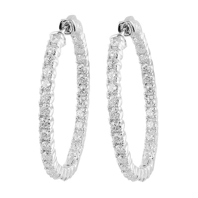14KW 2.50CTW DIAMOND HOOP EARRINGS