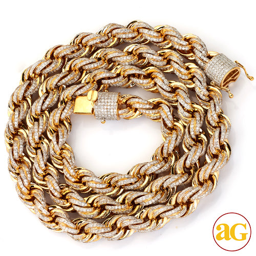 14KY 30.25CTW DIAMOND ROPE CHAIN