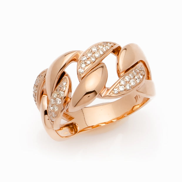 14KR 0.35CTW DIAMOND MIAMI CUBAN LADIES RING