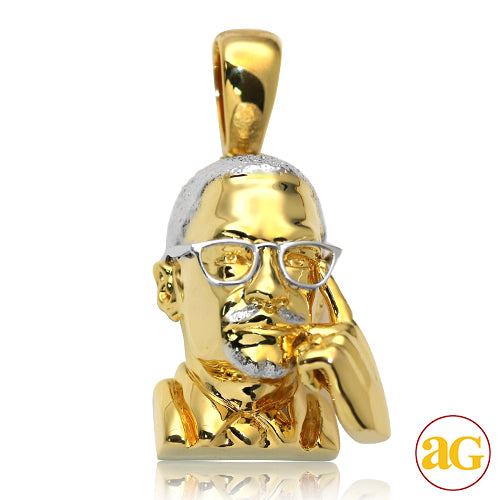 14KY+W TWO TONE CUSTOM DESIGN 3-D PORTRAIT PENDANT
