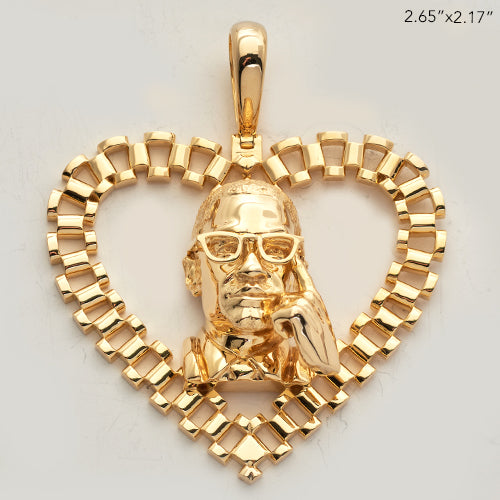 10KY MALCOM X INSIDE HEART PENDANT